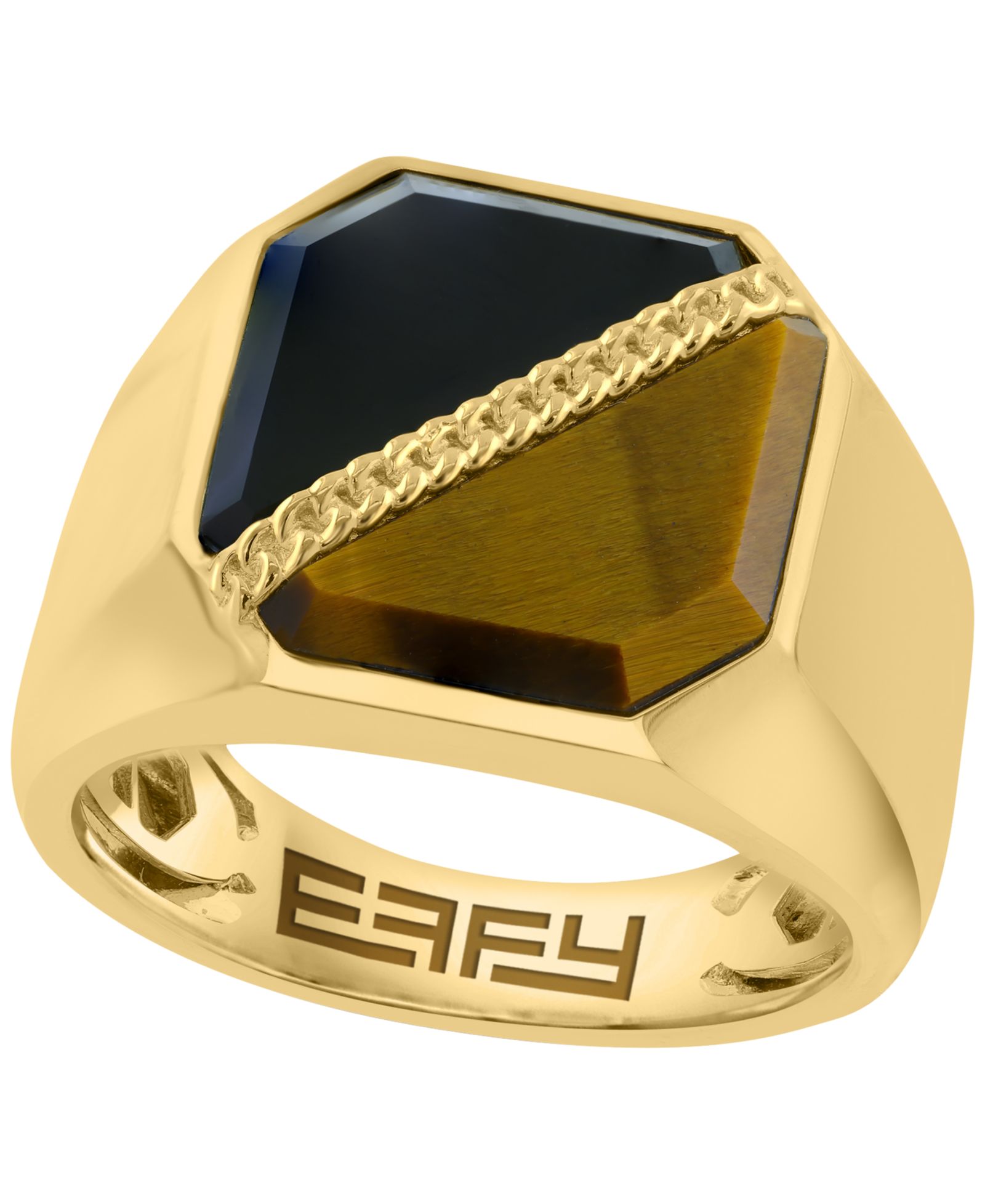 Кольцо EFFY Collection Onyx and Tigers Eye (1-7/8 ct. t.w.) в золоте поверх серебра