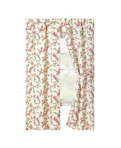 Ellis Vintage Stylish Medium Scale Printed Vine Pattern 1.5" Rod Pocket Tailored Pair with Ties 56"x63" Pecan