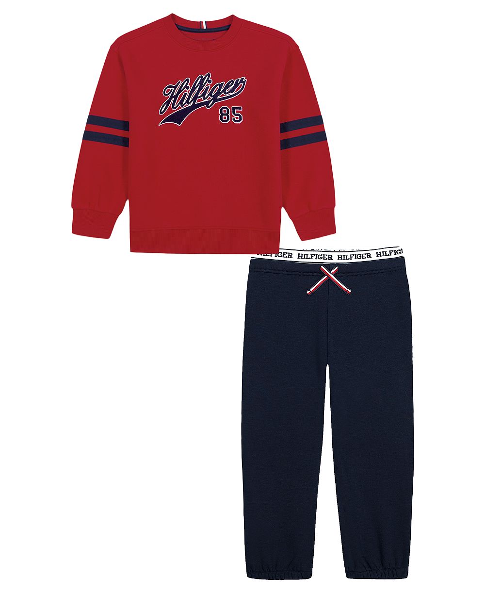 Tommy Hilfiger Toddler Boys' 2T-5T Long-Sleeve Sweatshirt and Joggers, 2-Piece Set