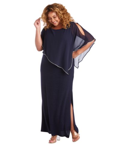 Платье-пончо R & M Richards Plus Size с металлическим принтом и отделкой стразами