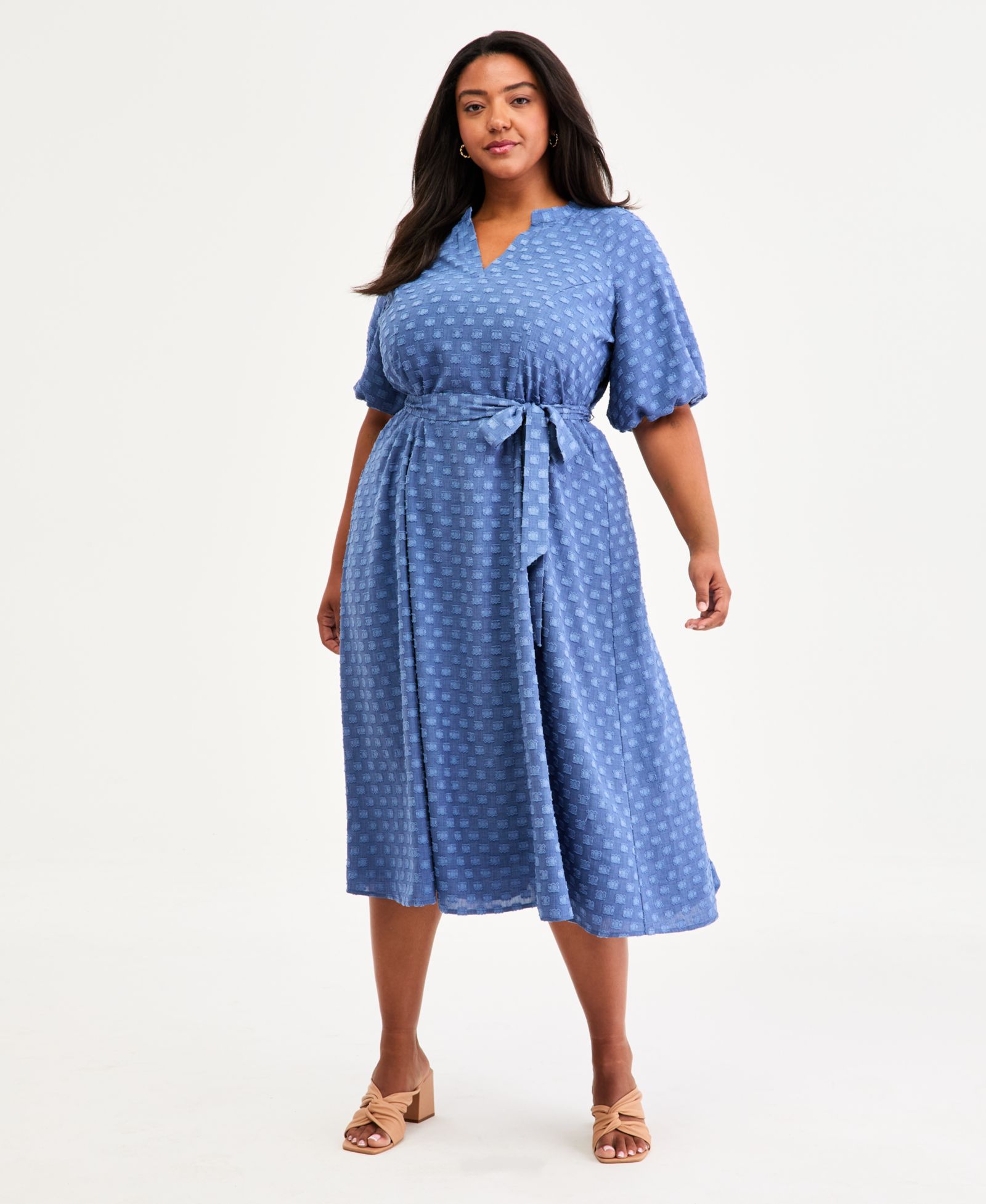 Женское миди-платье Vince Camuto Plus Size Puff-Sleeve