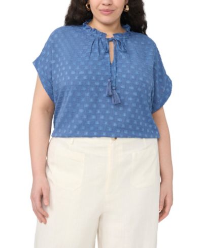 Vince Camuto Plus Size V-Neck Front-Tie Short-Sleeve Blouse
