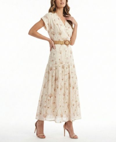 Taylor Petite V-Neck Belted Maxi Dress