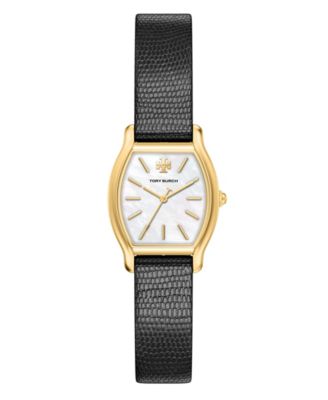Tory Burch Женские черные кожаные часы Small Eleanor Curve 24mm