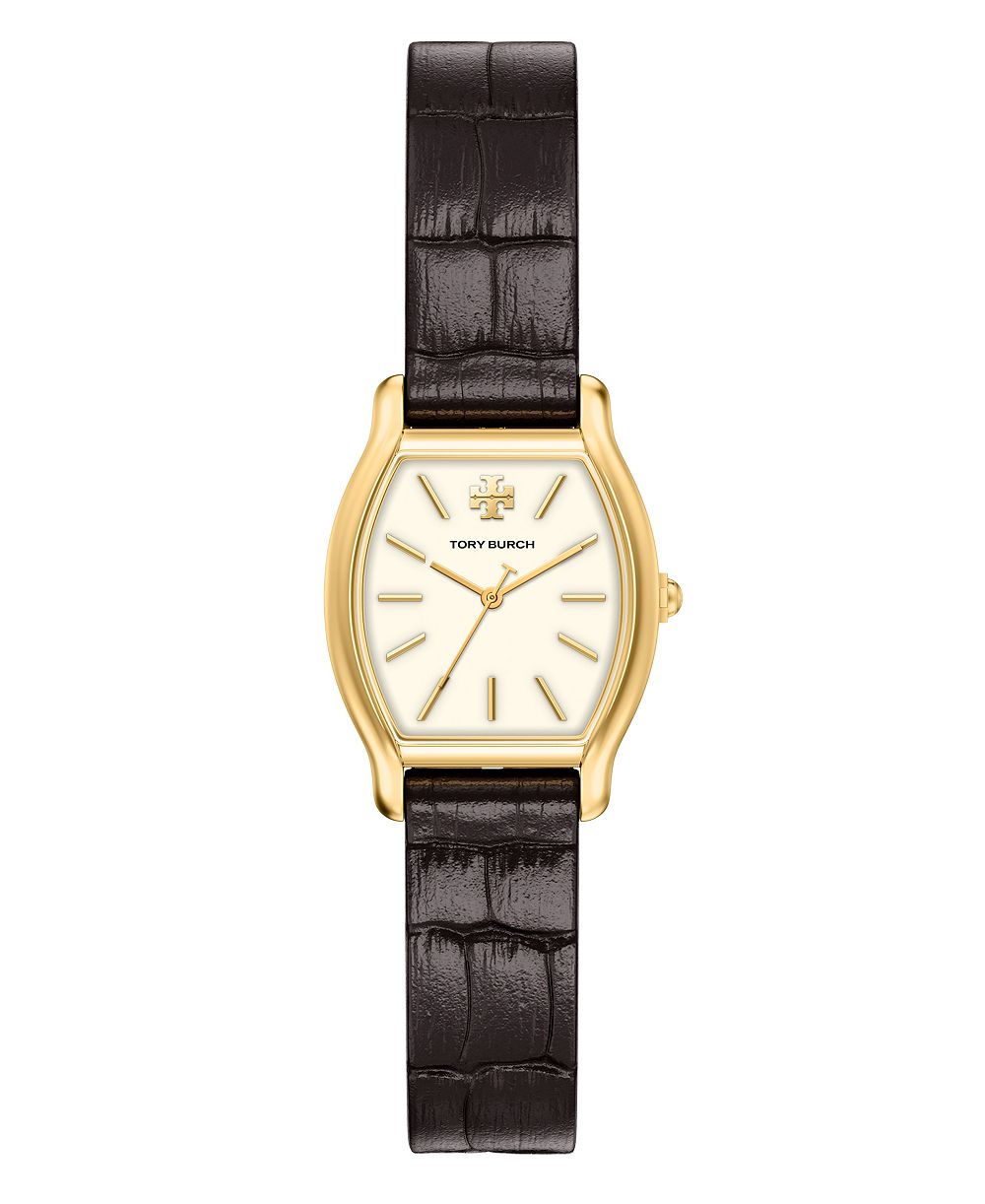 Tory Burch женские кожаные часы Eleanor Curve 24 мм коричневые
