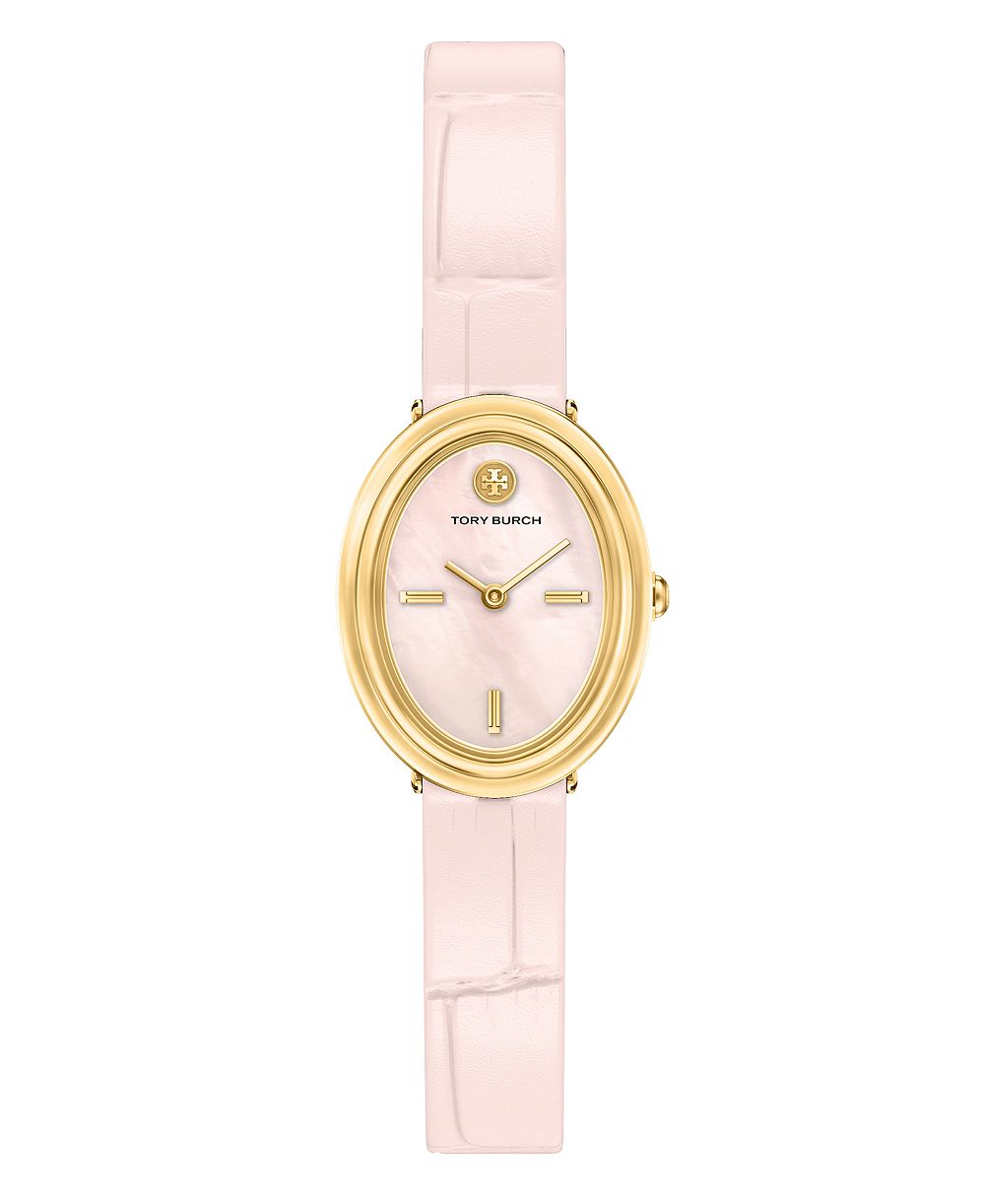 Tory Burch женская овальная розовая кожа часы 22мм
