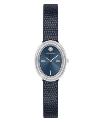 Tory Burch женские овальные синие кожаные часы 22mm