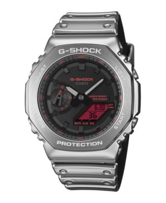 G-Shock Мужские аналого-цифровые часы с силиконовым ремешком серебристого цвета, 44.4мм