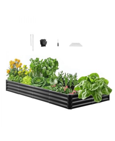 Slickblue 8x4x1 ft Galvalume Metal Raised Garden Bed