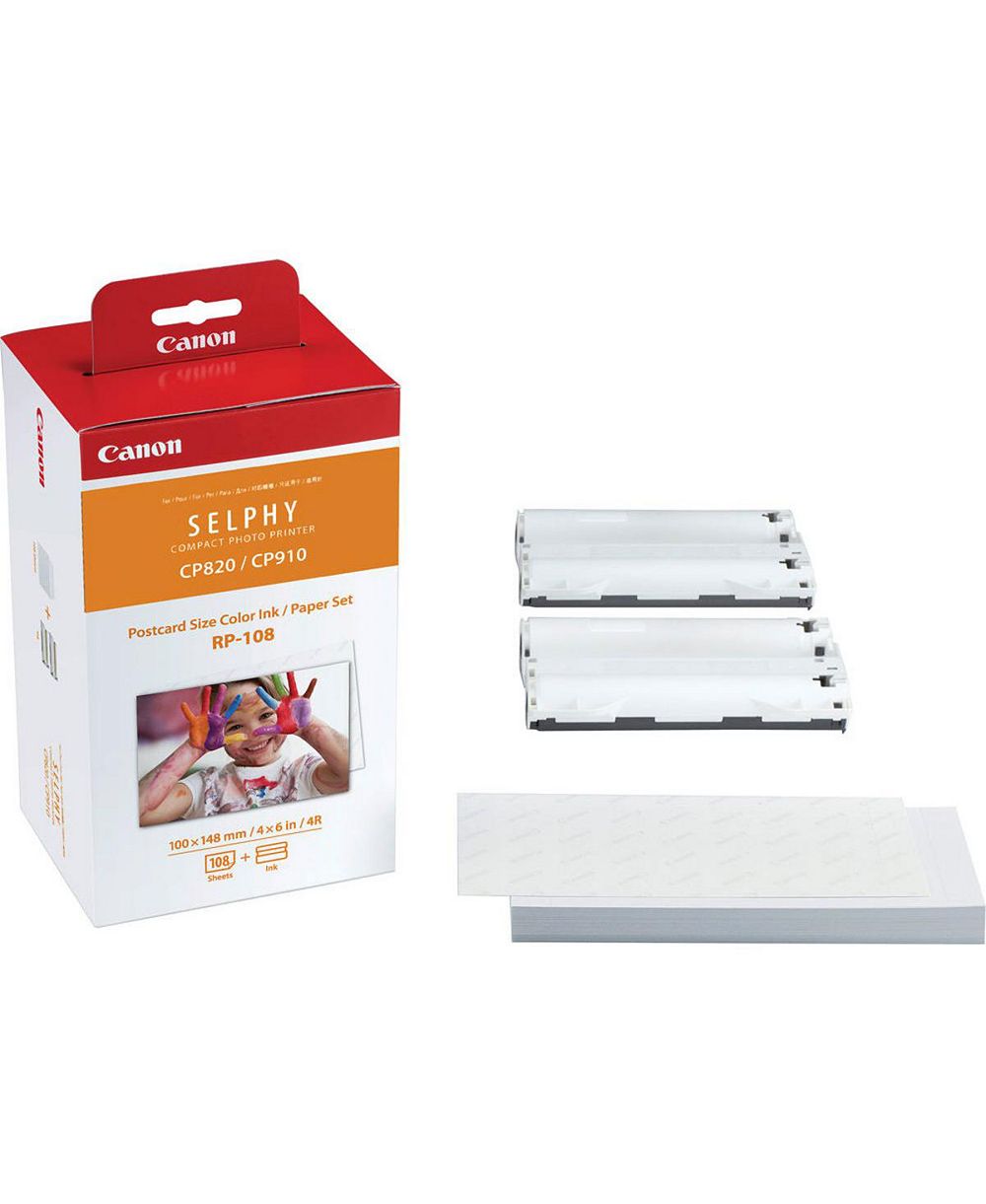 Canon RP-108 High-Capacity Color Ink/Paper Set for SELPHY CP910 Printer, Includes 108 Sheets, 2x Color Ink Ribbons