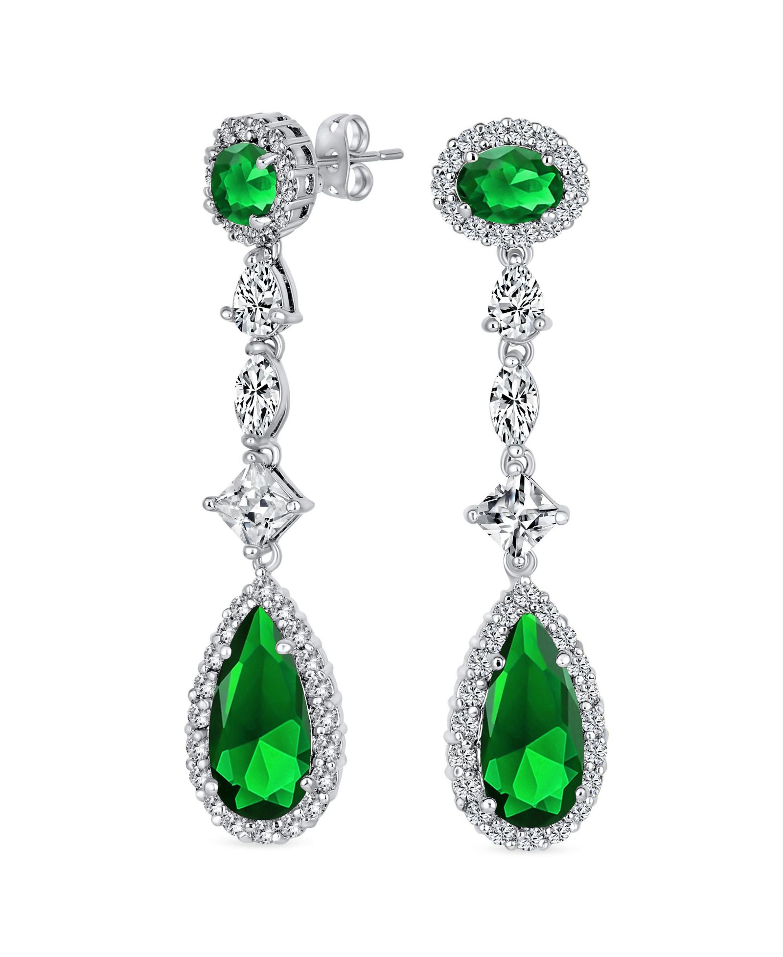 Серьги Bling Jewelry Art Deco Style Canary Yellow Cubic Zirconia Halo CZ Statement Teardrop Chandelier Gold Plated