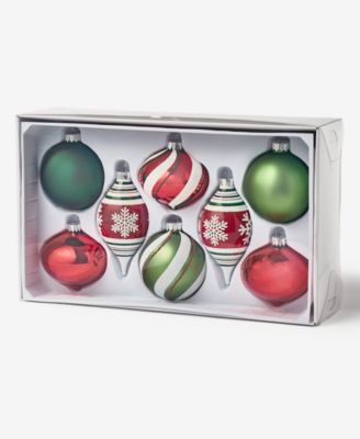 Holiday Lane Heritage Glass Red & Green Mixed Ornaments, Set of 8, Macy's Exclusive