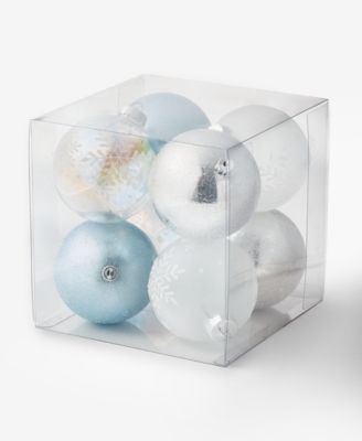 Holiday Lane Opulence Set of 8 Shatterproof Iridescent, Blue and White Ball Ornaments, Macy's Exclusive
