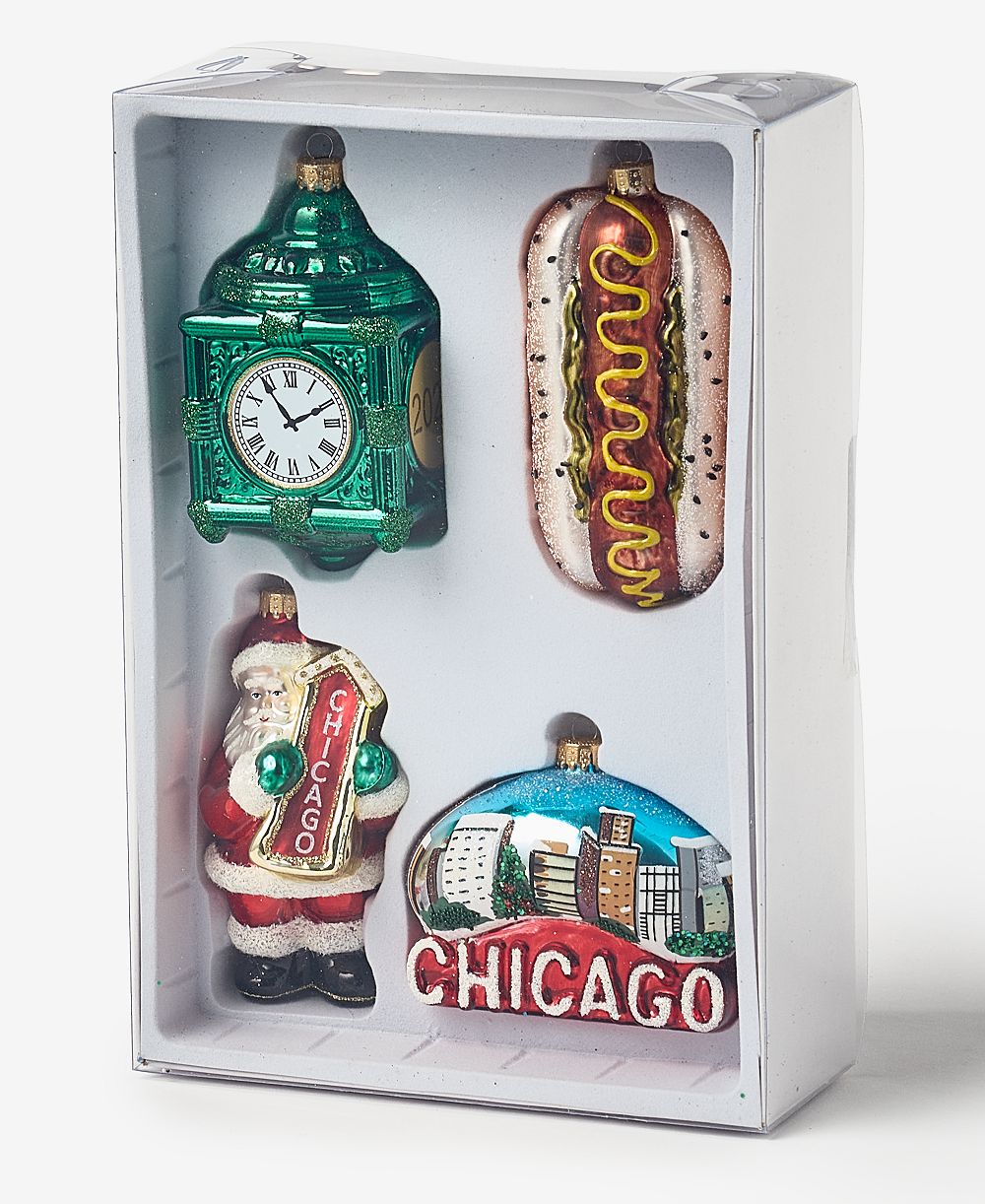 Holiday Lane Heritage Chicago Glass Figural Ornaments, Set of 4,  Macy's Exclusive