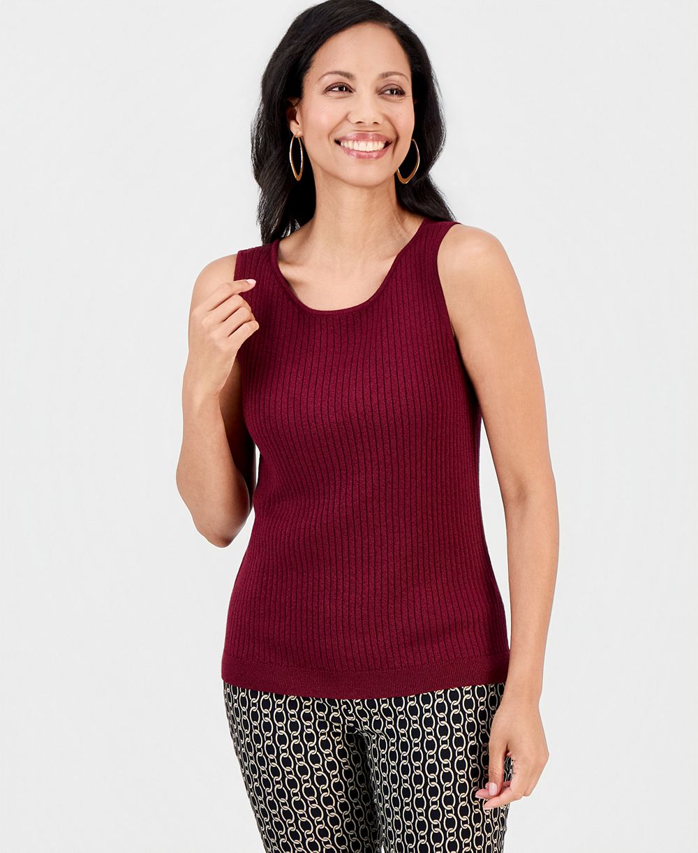 JM Collection Women's Sparkle Pointelle Sweater Tank Top, Macy's Exclusive