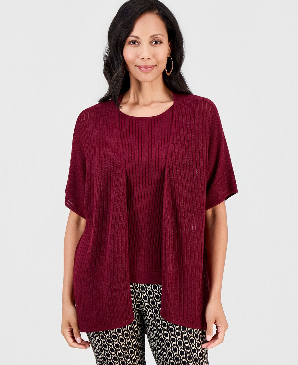 Кардиган JM Collection Women's Pointelle Open-Front