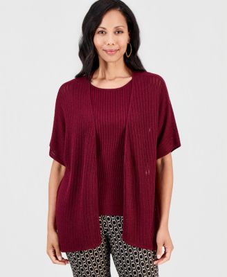 JM Collection Women's Sparkle Pointelle Open-Front Cardigan, Macy's Exclusive