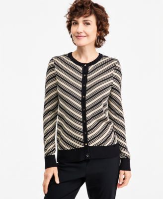 JM Collection Women's Lurex Stripe Long-Sleeve Cardigan, Macy's Exclusive
