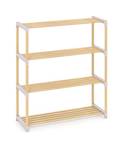 Slickblue 4 Tier Solid Wood Shoe Organizer with Open Slatted Storage