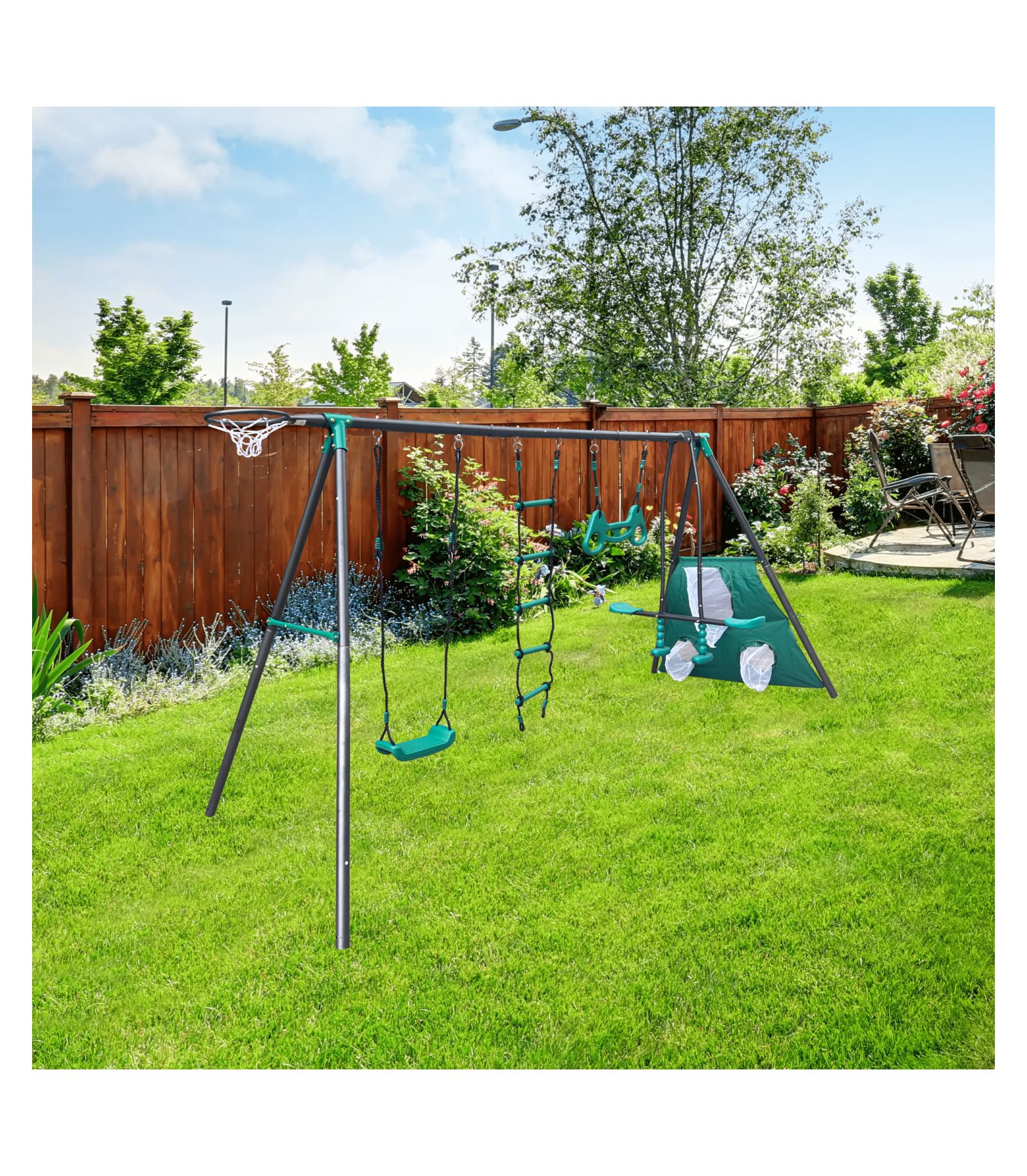Streamdale Furniture Boys Four Swing Set Playground Paradise