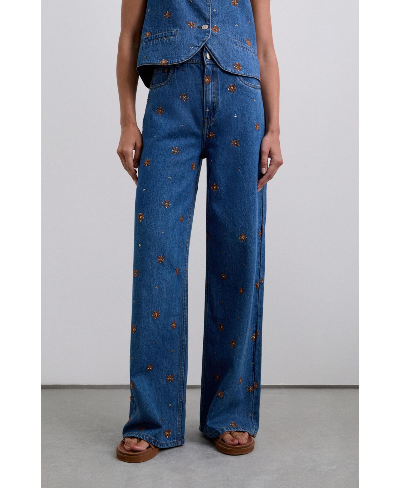 Женские джинсовые брюки Scalpers Embflower Denim