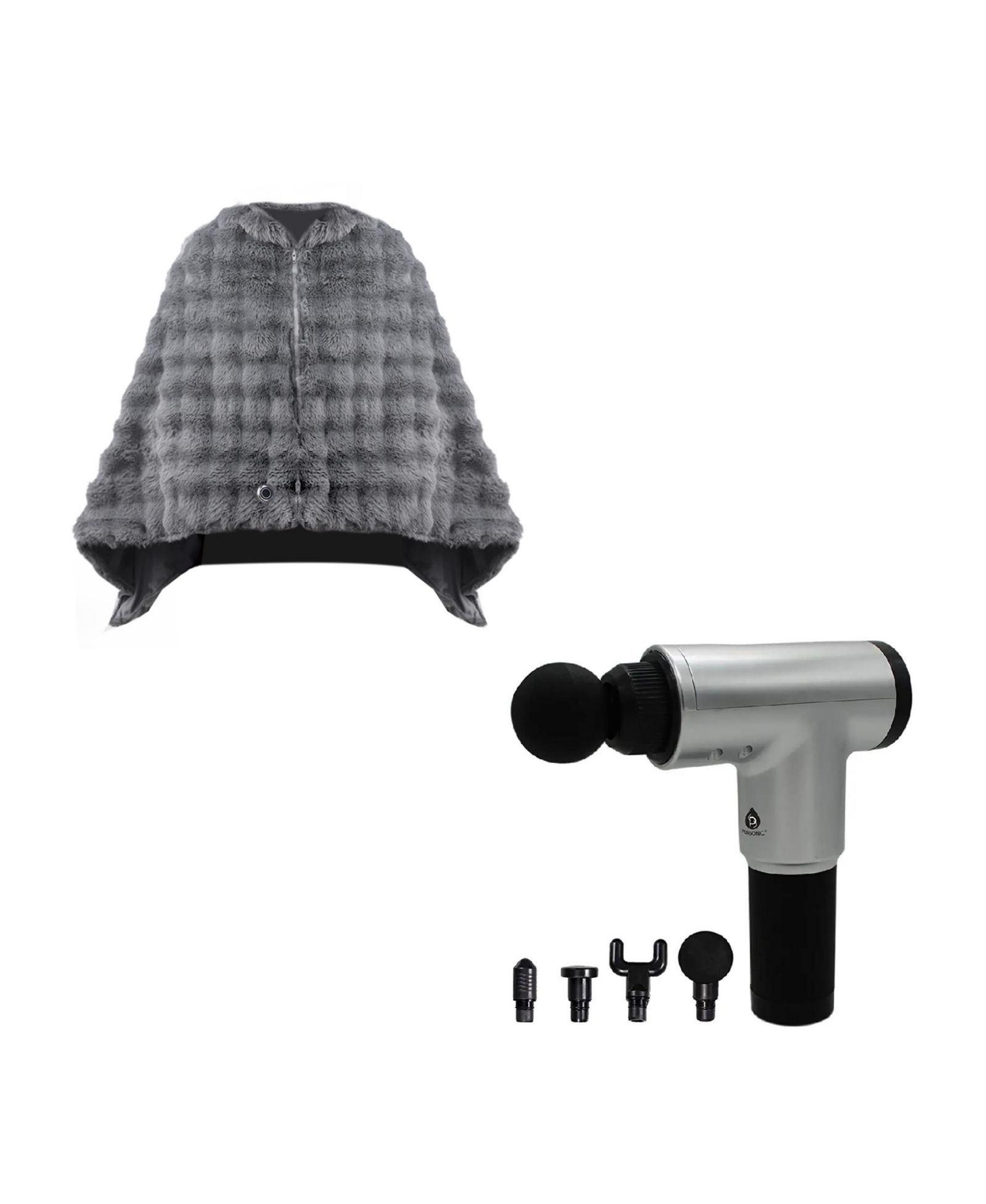 PURSONIC Heated Poncho & 6-Speed Deep Tissue Massager