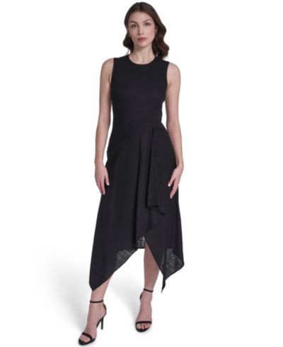 Женское платье midi Vince Camuto с круглым вырезом