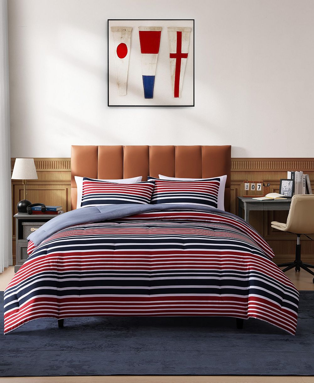 Комплект из 3-х элементов Tommy Hilfiger Favorite Stripe Washed Microfiber, Full/Queen
