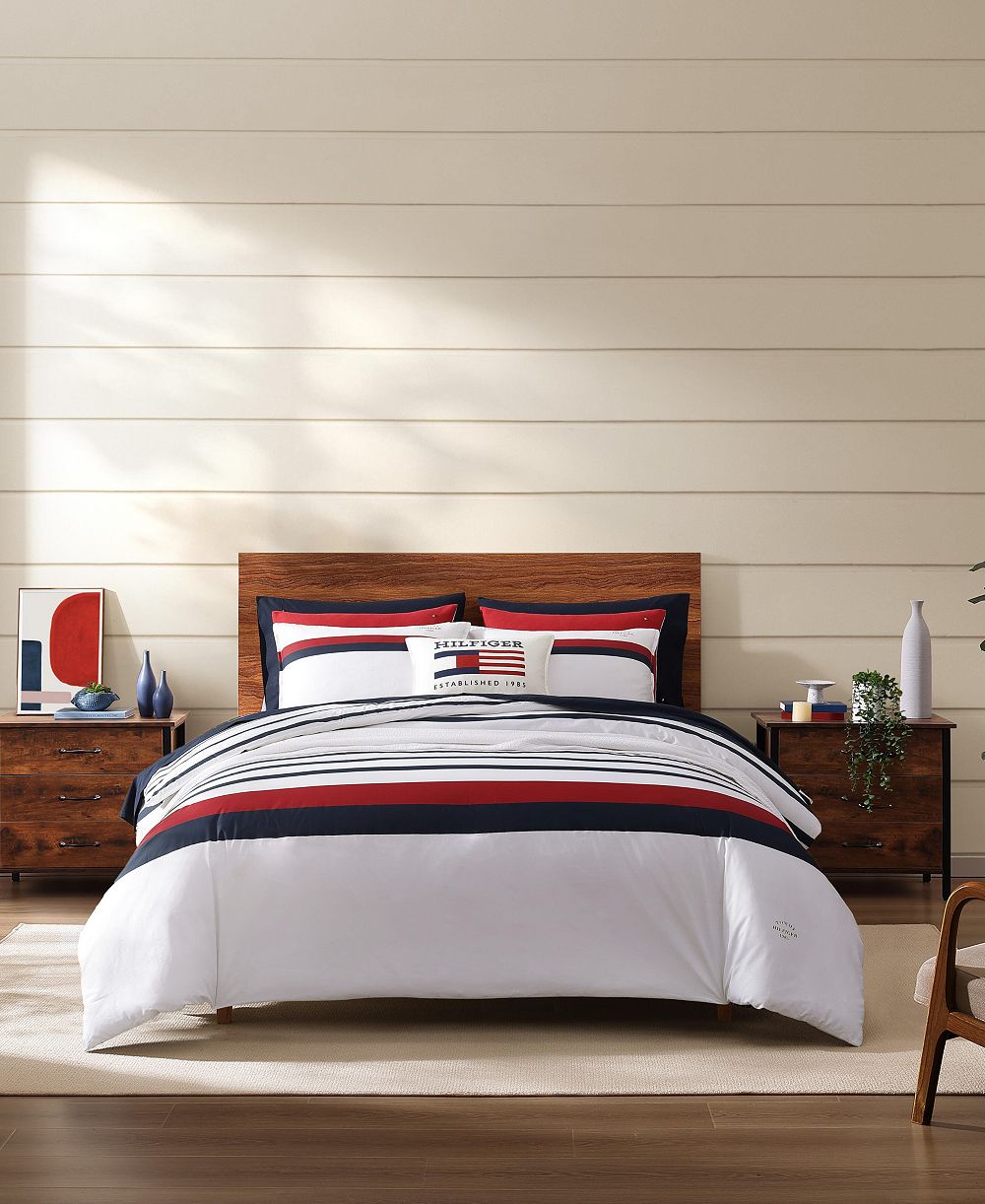 Tommy Hilfiger Tommy Classic Stripe Cotton Reversible 3-Pc. Duvet Cover Set, Full/Queen