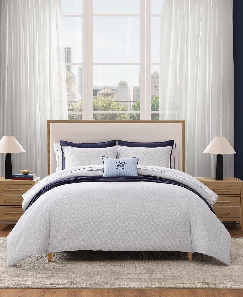 Tommy Hilfiger Trellis Flag Cotton Reversible 3-Pc. Comforter Set, Full/Queen