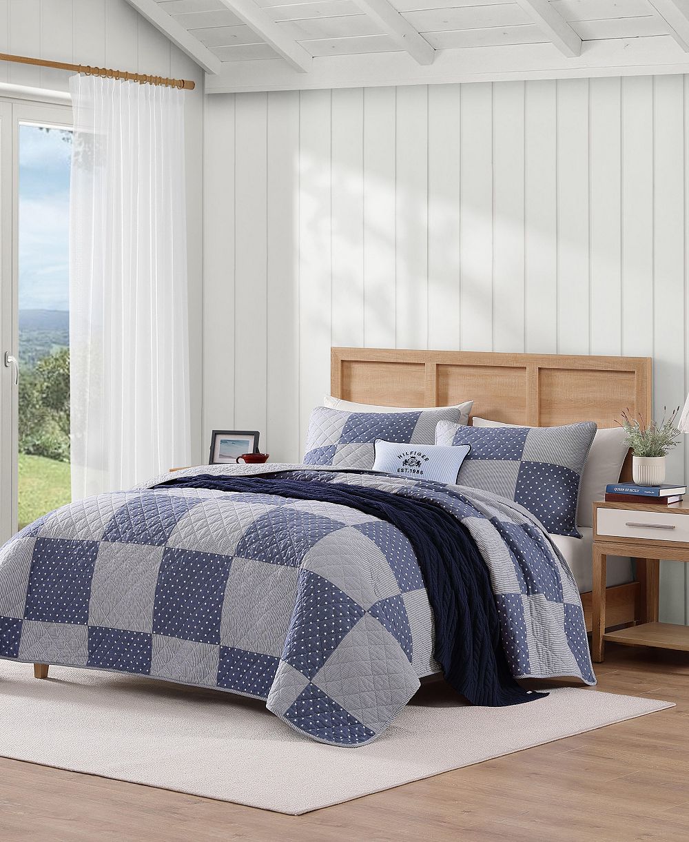 Tommy Hilfiger Ithaca Stargaze Patchwork хлопковый двусторонний стеганый комплект для постели, 3 части, King