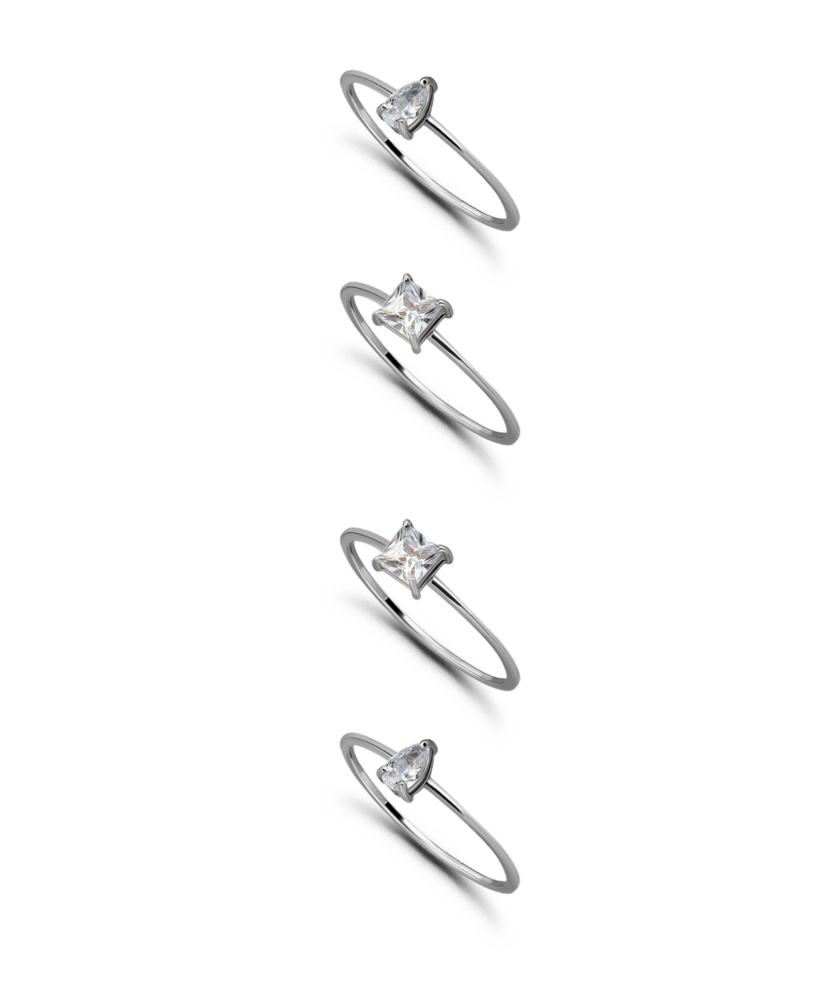 Кольцо Macy's 4Pc. Set- 2- 4mm Square Cut Cubic Zirconia Stones Band