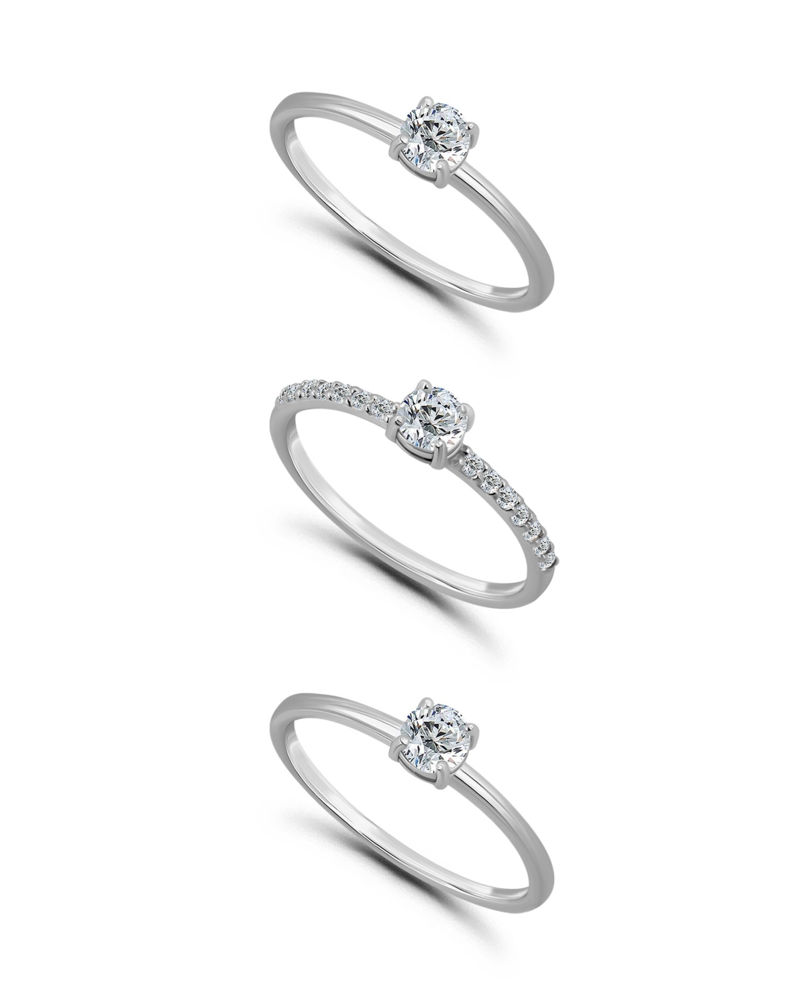 Macy's (1 3/8 ct.t.w) 3-Pc. Set Round Cubic Zirconia Stone Band Rings