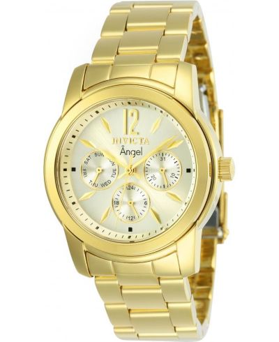Женские часы Invicta 12551 Angel Quartz Chronograph с золотым циферблатом