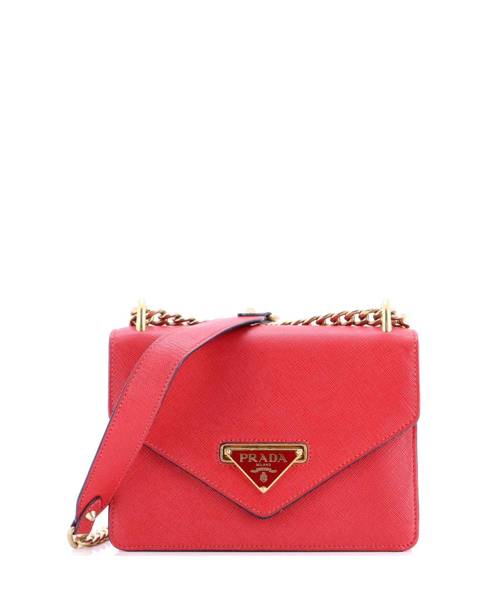 Pre-Owned Prada Small Envelope Flap Chain Shoulder bag Saffiano Leather