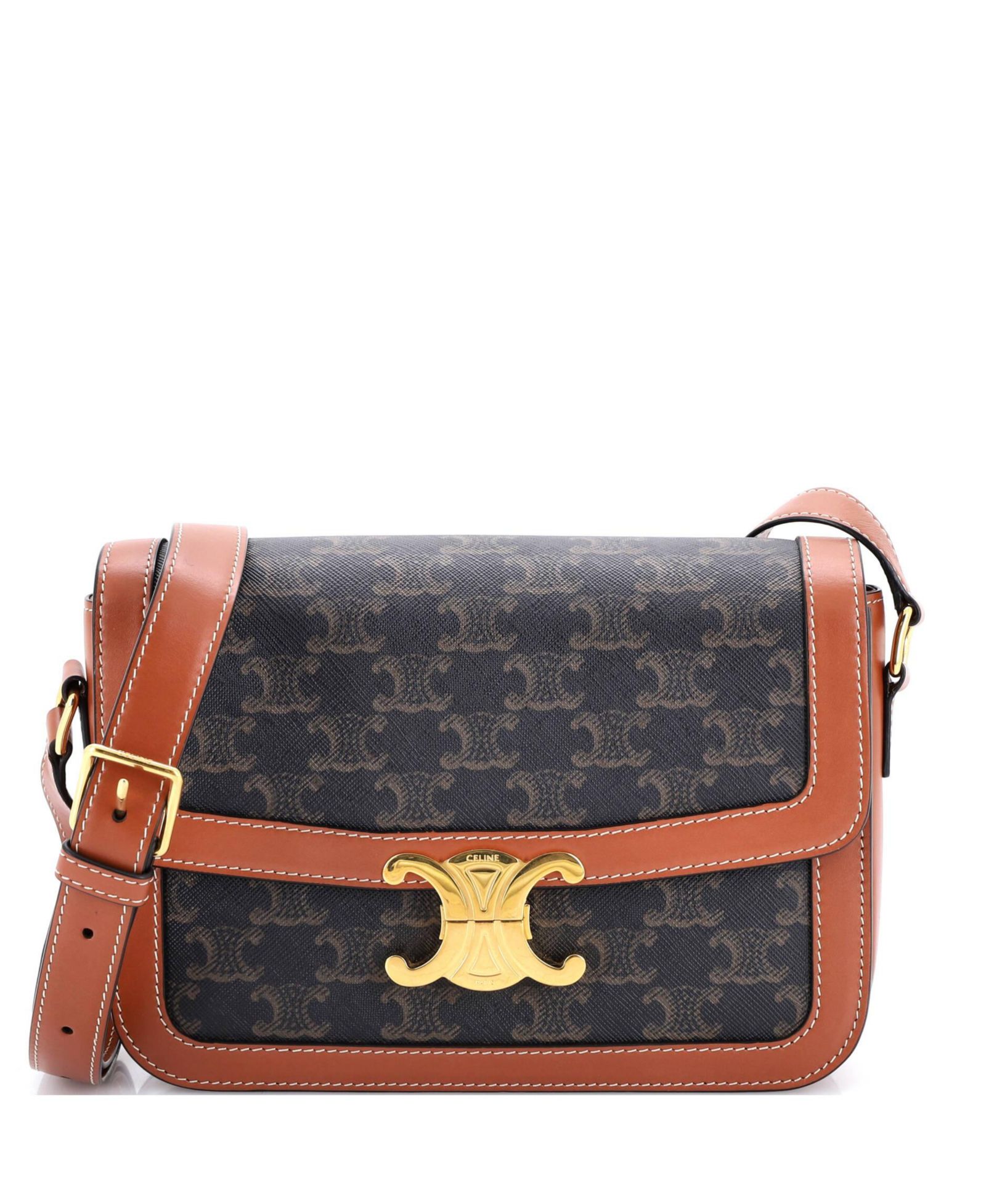 Pre-Owned Celine средняя плечевая сумка Triomphe из покрытия canvas