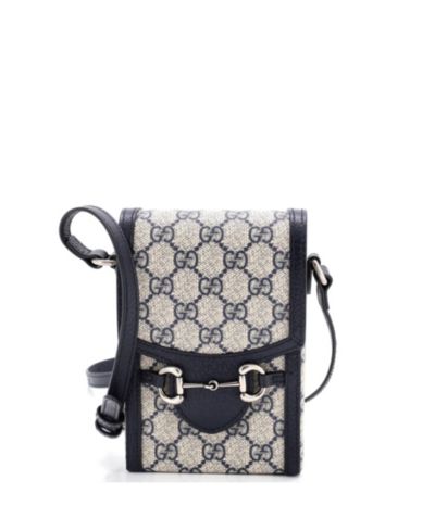 Б/у сумка Gucci Mini Horsebit 1955 через плечо из лакированного канваса GG с кожаной отделкой