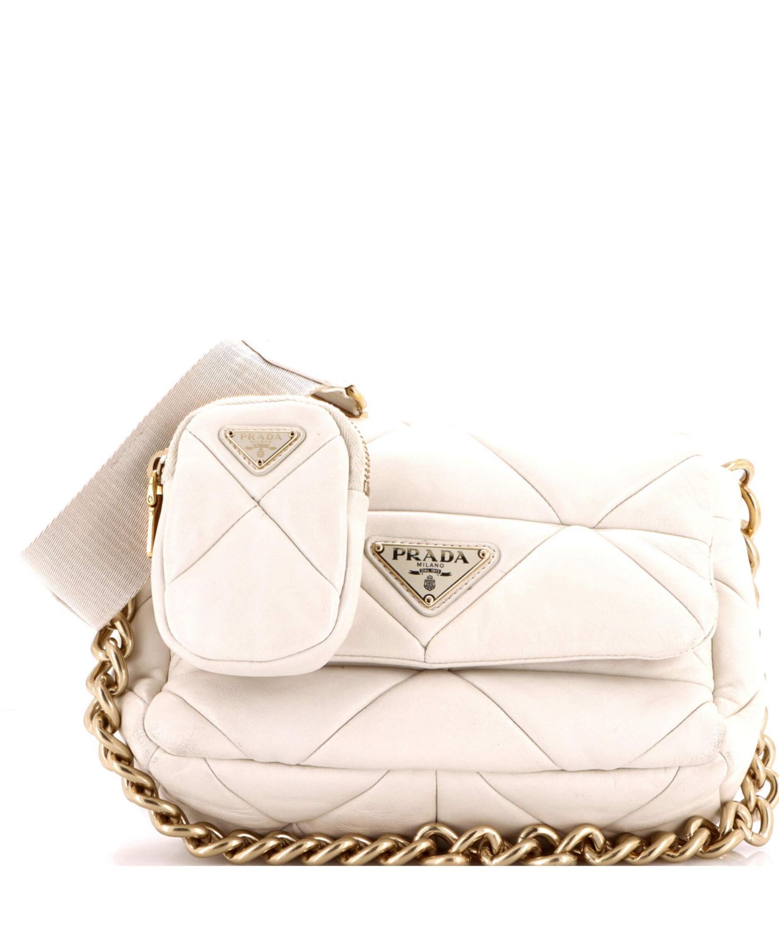 Pre-Owned Prada Small System Flap Shoulder Bag Quilted Nappa Leather
