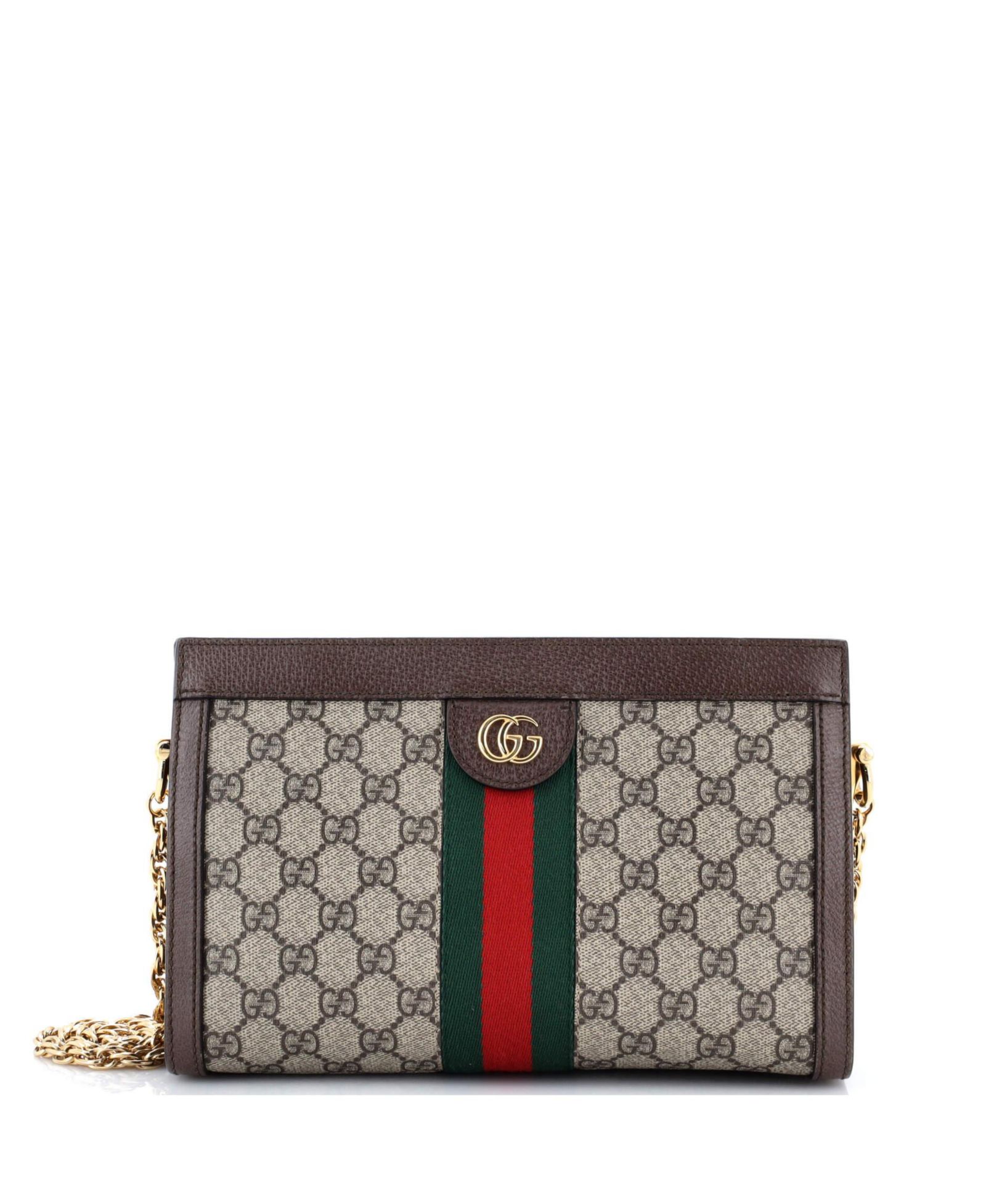 Pre-Owned Gucci Small Ophidia Chain Shoulder Bag GG Coated Canvas
