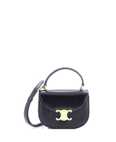 Pre-Owned Celine Mini Triomphe Besace Clea Top Handle Flap Bag Leather