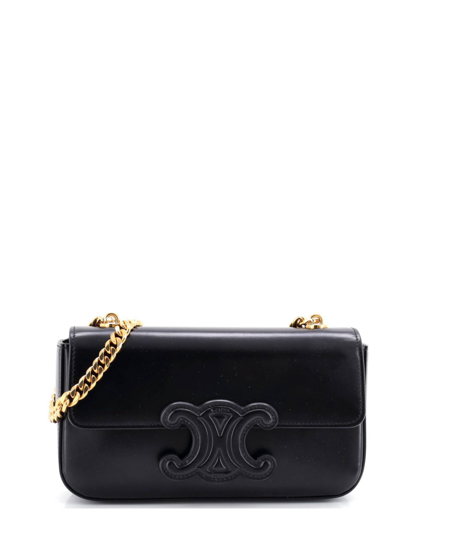 Pre-Owned Celine Small Triomphe Chain Shoulder Bag Leather