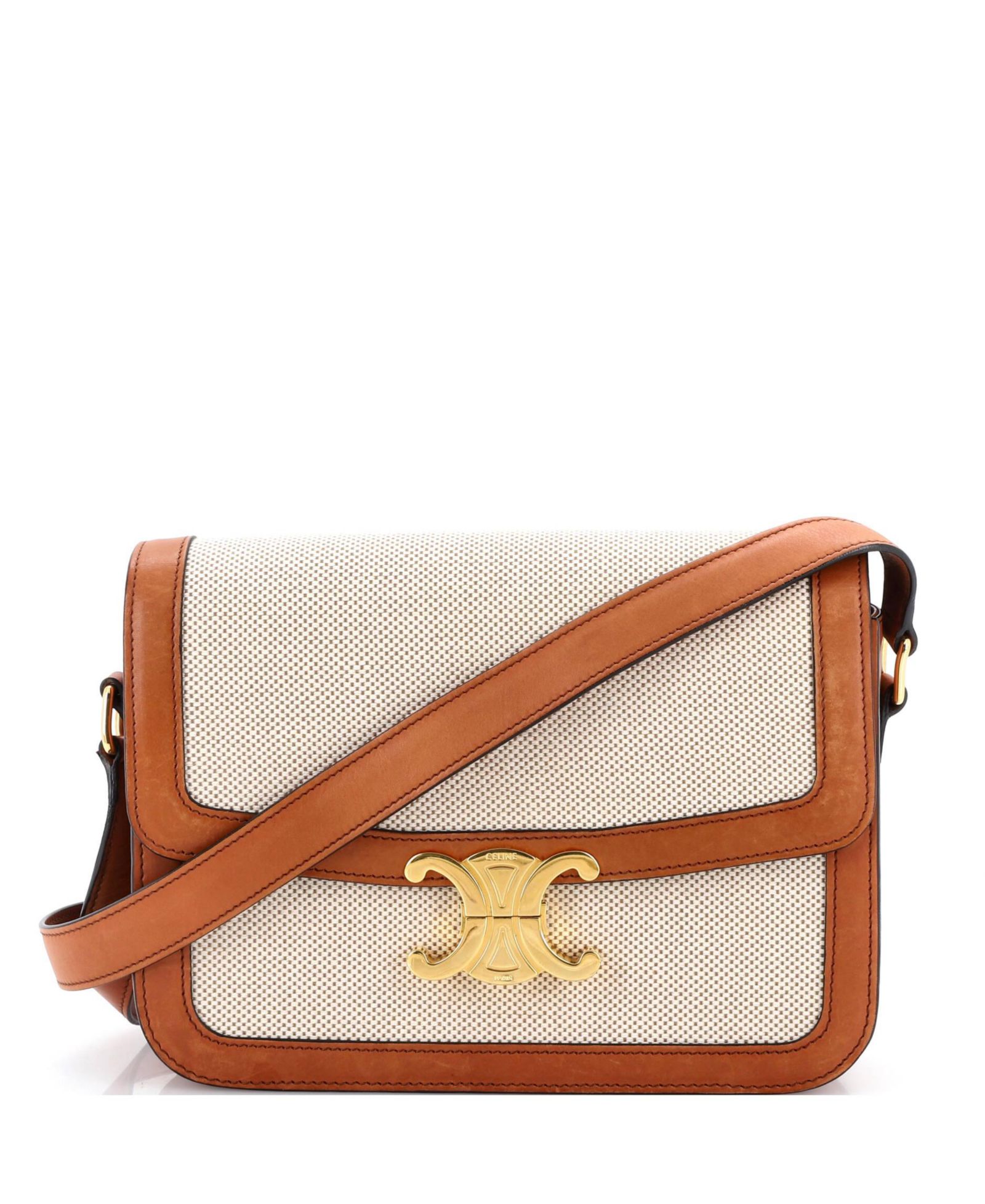 Pre-Owned Celine Medium Triomphe Shoulder Bag Canvas with Leather