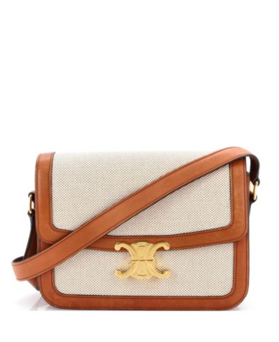Средняя сумка через плечо Pre-Owned Celine Triomphe из канваса и кожи