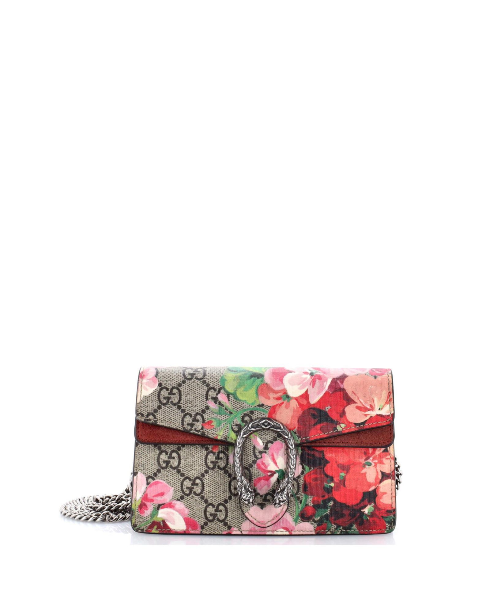 Подержанная сумка Gucci Super Mini Dionysus с принтом Blooms, из покрытого холста GG