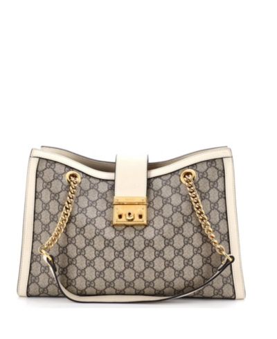 Pre-Owned Gucci Medium Padlock Chain Tote GG Coated Canvas with Leather