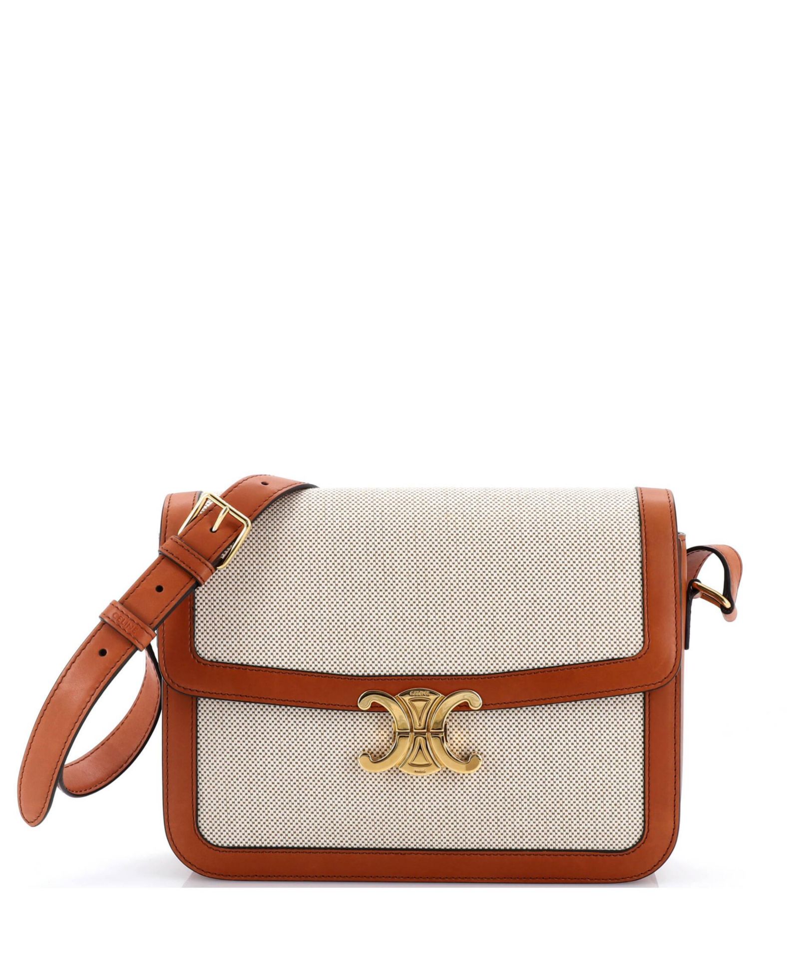 Pre-Owned Celine Medium Triomphe Shoulder Bag Canvas with Leather