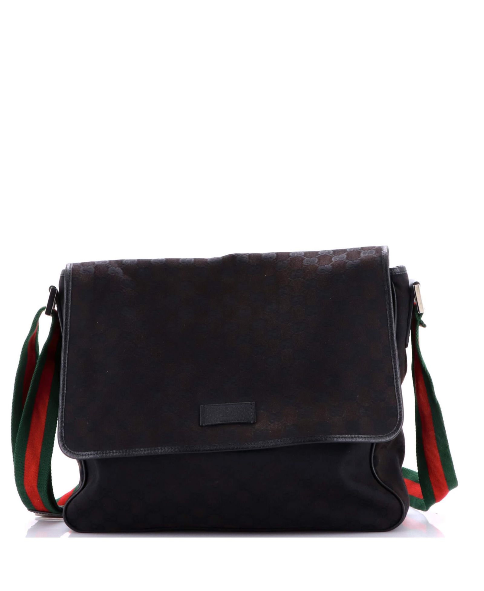 Pre-Owned Gucci Medium Web Strap Flap Messenger GG Canvas