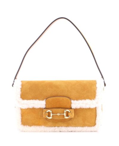 Gucci Mini Horsebit 1955 сумка на плечо из замши с овчиной, б/у