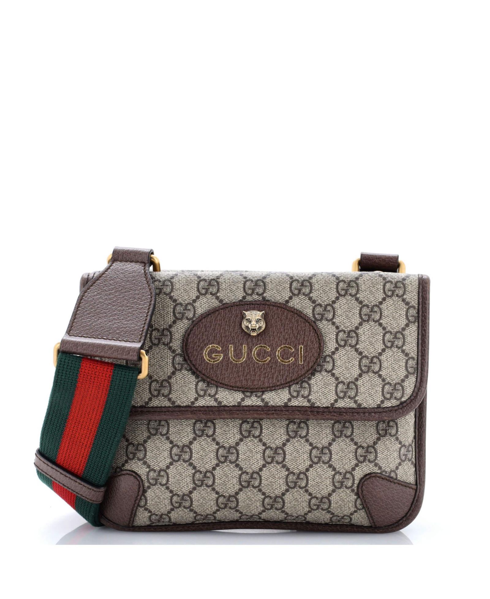 Подержанная сумка-мессенджер Gucci Small Neo Vintage Flap GG из прорезиненного полотна