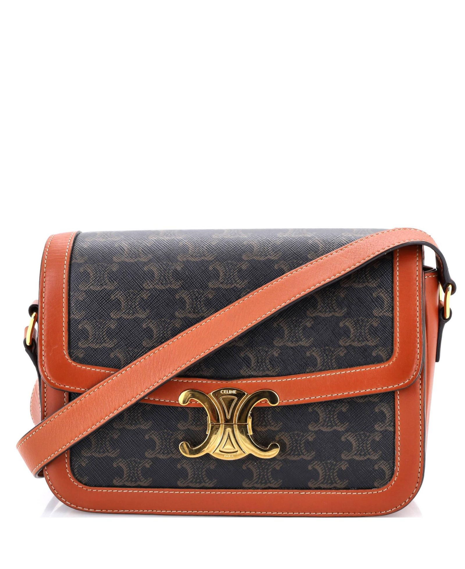 Pre-Owned Celine Medium Triomphe Shoulder Bag Triomphe Coated Canvas